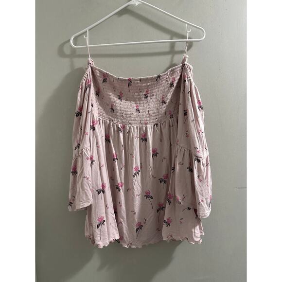 🔴Free People‎ Lana Off Shoulder Top Pink Size Medium - Picture 2 of 7